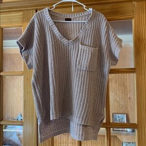 Women’s POL Chunky Knit V-neck Slouchy Boxy Pullover Sweater Vest Top Shirt S